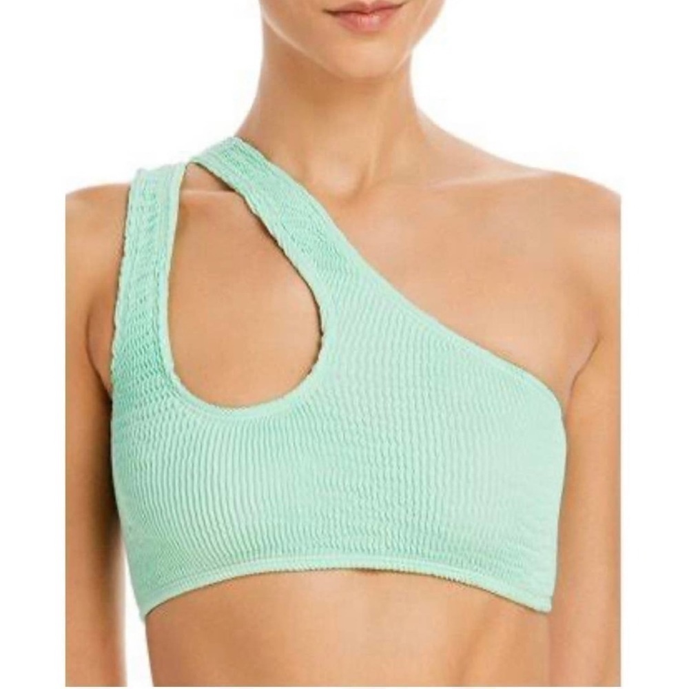 Cleonie Swimwear Byron One Shoulder Cutout Bikini Top Mint Green NWT